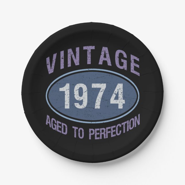 Prato De Papel Vintage 1974 50th Birthday (Frente)
