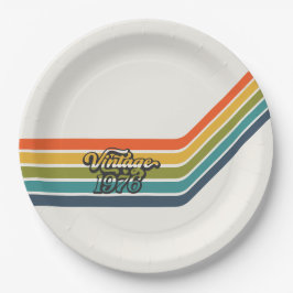 Prato De Papel Vintage 1976 Retro Design paper plates