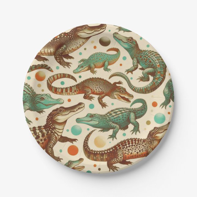 Prato De Papel Vintage Alligator Seamlees (Frente)