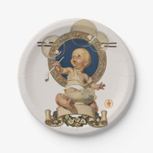Prato De Papel Vintage Baby Bubbles por J.C. Leyendecker Nursery