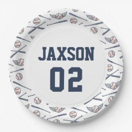 Prato De Papel Vintage Baseball All Star Birthday Marinho