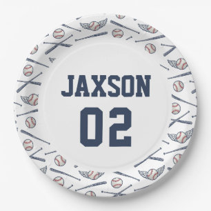 Prato De Papel Vintage Baseball All Star Birthday Marinho