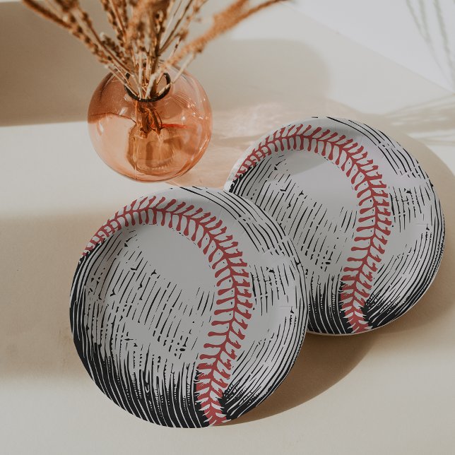 Prato De Papel Vintage Baseball Birthday (Vintage Baseball Birthday Paper Plates)
