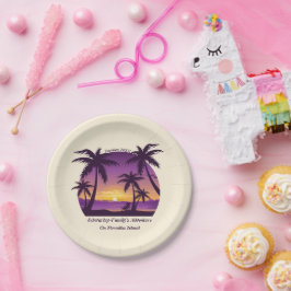 Prato De Papel Vintage Beach Sunset Vacage lounger pach roxo