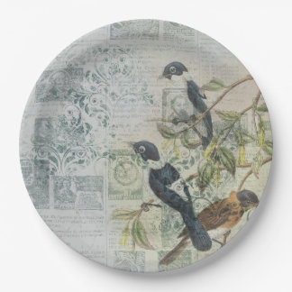 Prato De Papel Vintage Bird Ephemera Decoupage