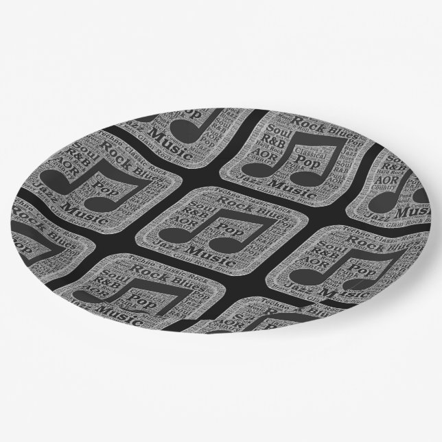 Prato De Papel Vintage Black & White Music Genes (Inclinado)