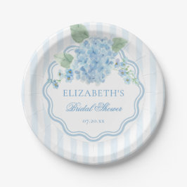 Prato De Papel Vintage Blue Hydrangea Flower Elegant Stripe Wavy