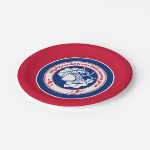Prato De Papel Vintage Blue Red White Proverb Oak Acorn Plant