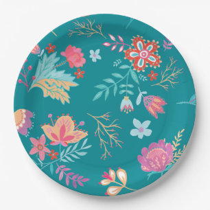 Prato De Papel Vintage Boho Chic Floral Birthday Plate