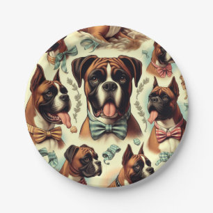 Prato De Papel Vintage Boxer Dog Sem Costura