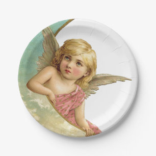 Prato De Papel Vintage Cherub Moon