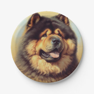 Prato De Papel Vintage Chow-Chow Painting