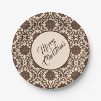 Prato De Papel Vintage Christmas Holly Leaves, Berries & Flowers