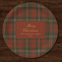 Prato De Papel Vintage Christmas Party Plaid Classic Timeless
