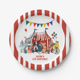 Prato De Papel Vintage Circus Festival Show Kid Aniversário