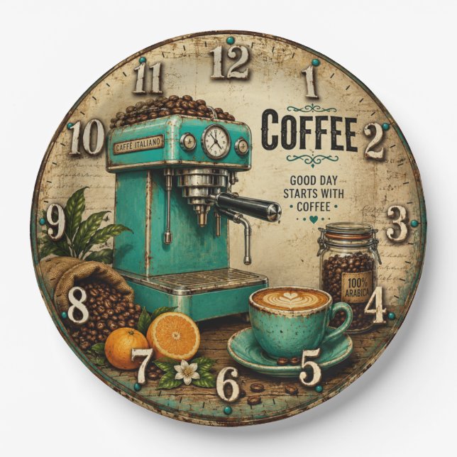 Prato De Papel Vintage Coffee (Frente)
