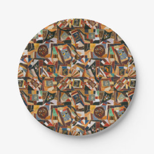 Prato De Papel Vintage Colorful Crazy Quilt
