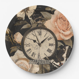 Prato De Papel Vintage Compass & Butterfly - Papel Russo (5)