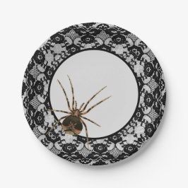 Prato De Papel Vintage Creepy Spider Lace Gótico Halloween
