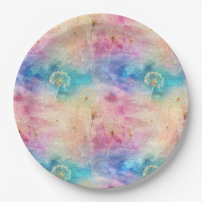 Prato De Papel Vintage Dandelion Abstract Pattern (7) (Frente)