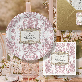 Prato De Papel Vintage Elegante, cor-de-rosa branco e Dourada noi