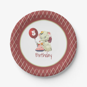 Prato De Papel Vintage Elephant Birthday Paper Plate