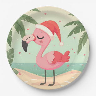 Prato De Papel Vintage Flamingo Natal em julho - Beachmas