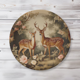 Prato De Papel Vintage Floral Forest Deer