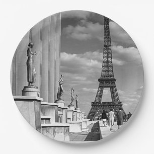 Prato De Papel Vintage França Paris torre Eiffel Chaillot Palace