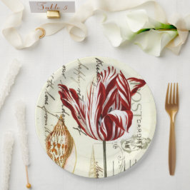 Prato De Papel Vintage French Botanic Tulips Paris Tea Party