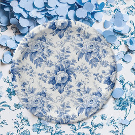 Prato De Papel Vintage French Floral Toile Blue
