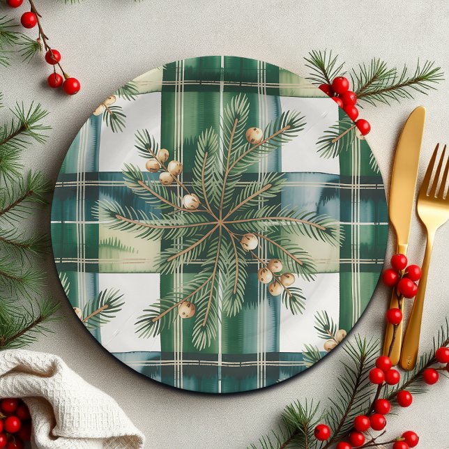 Prato De Papel Vintage Green White Gingham Pattern (Criador carregado)