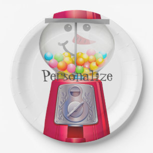 Prato De Papel Vintage Gumball Machine Snowman