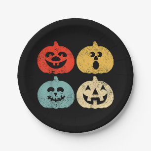 Prato De Papel Vintage Halloween Pumpkin Funny Retro Gift