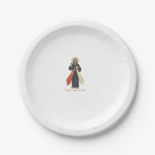 Prato De Papel Vintage Jesus Eu Confio em Você Desenho Religioso