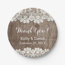 Vintage Lace Barn Wood Rustic Casamento Obrigado