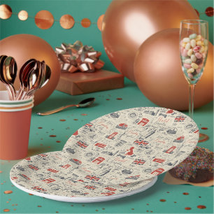 Prato De Papel Vintage London Paper Plates