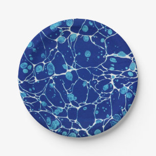 Prato De Papel Vintage manchado azul que marmoreia com rios