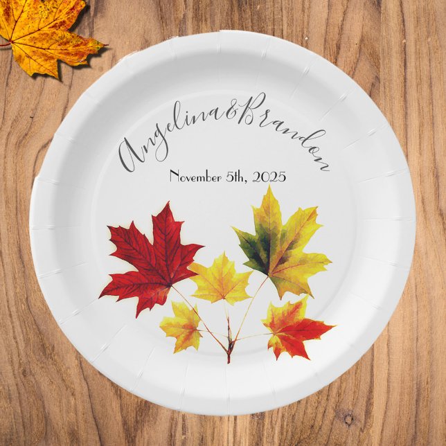 Prato De Papel Vintage Maple Folhas - casamento (Criador carregado)