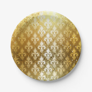 Prato De Papel Vintage, ouro, flor de lis, antiguidade, vintage,