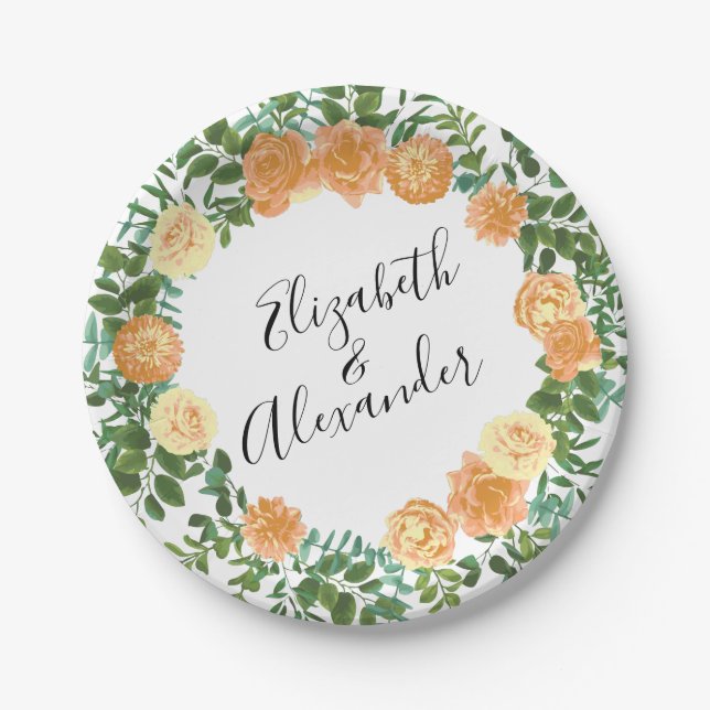 Prato De Papel Vintage Peach Rosa Wedding (Frente)