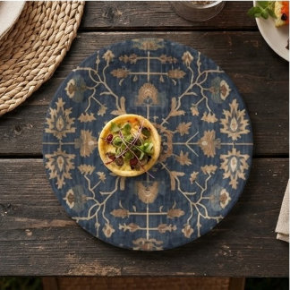 Prato De Papel Vintage Persian Floral Rug – Navy Blue & Gold Boho