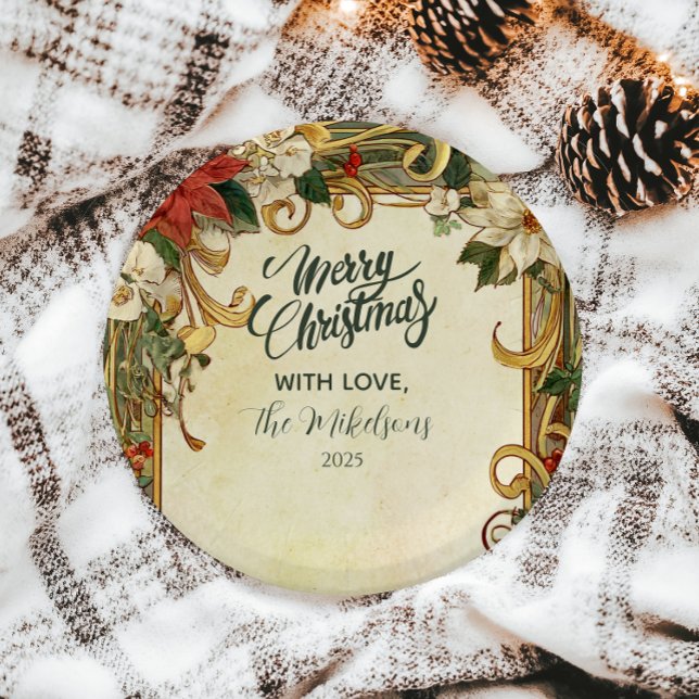 Prato De Papel Vintage Poinsettia Natal (Criador carregado)