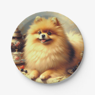 Prato De Papel Vintage Pomeranian - Pintura de cães