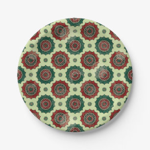 Prato De Papel Vintage - Pontos do Círculo Geométrico Boho Mand