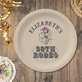 Prato De Papel Vintage Retro Cowgirl 30th Birthday Party