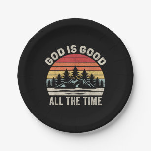 Prato De Papel Vintage Retro Deus É Bom O Tempo Todo Cristão