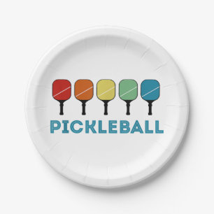 Prato De Papel Vintage Retro Pickleball Funny