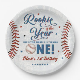 Prato De Papel Vintage Rookie - primeiro aniversario do Baseball 