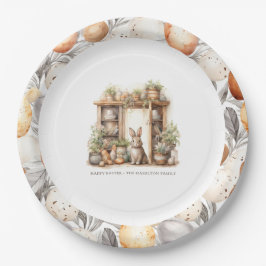 Prato De Papel Vintage Rustic Beige Páscoa